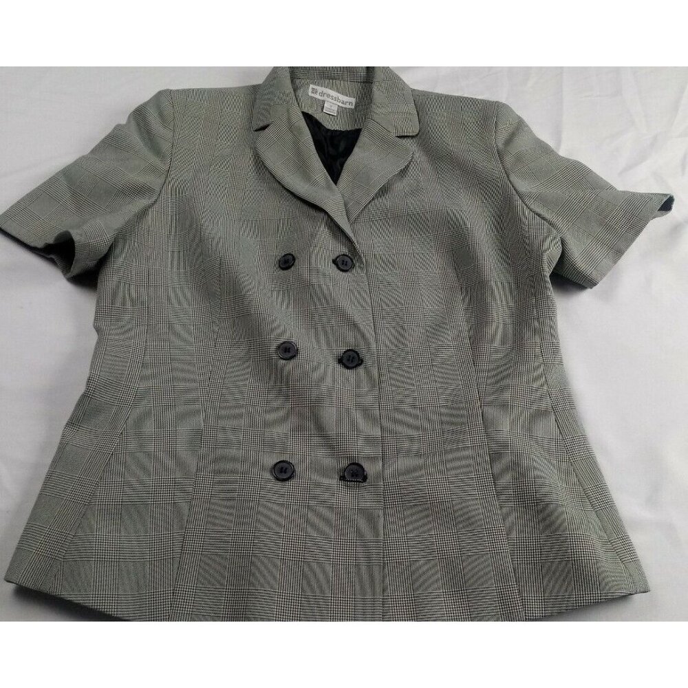 Vintage Dress Barn Suit Blazer Short Sleeve Size 8 100% Polyester plaid